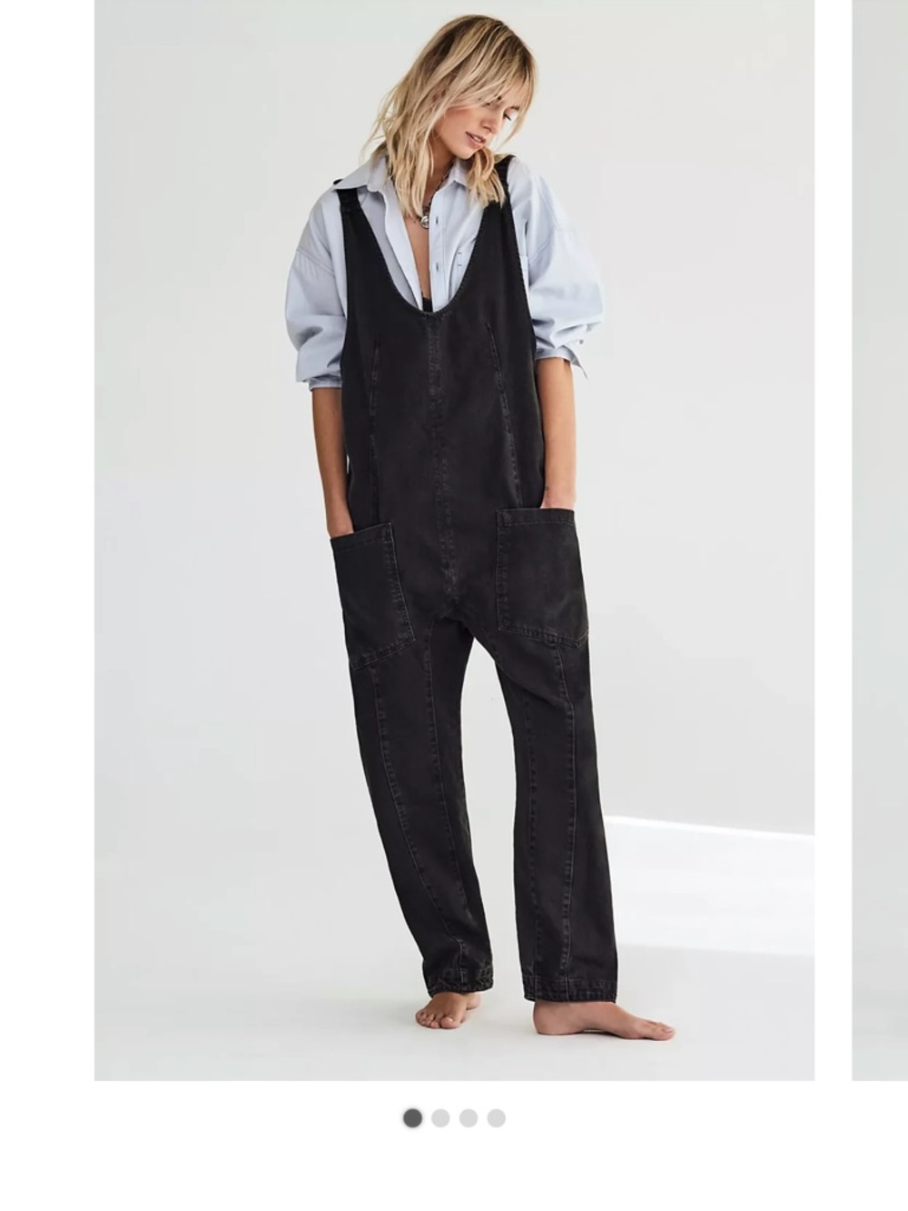 Free People High Roller Jumpsuit Mineral Black
